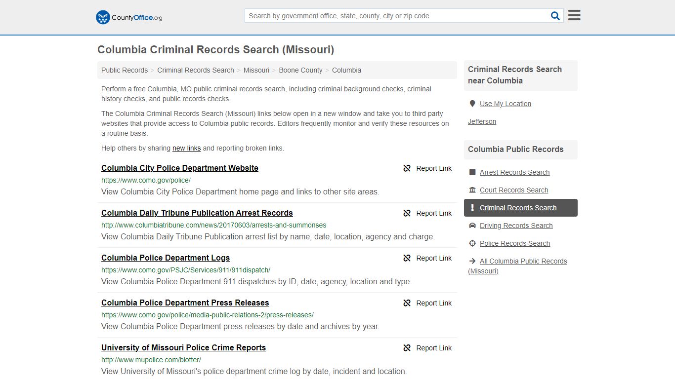 Criminal Records Search - Columbia, MO (Arrests, Jails ...